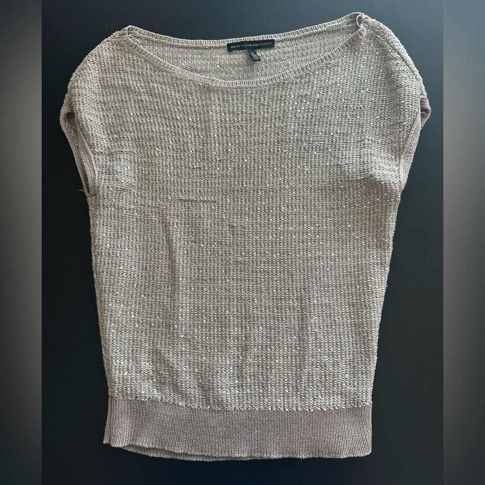 WHBM Knit Top Scoop Neck Sleeveless Sequins